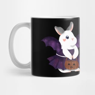 couple white rabbit and overdress bat rabbit _ Bunniesmee Halloween edition Mug